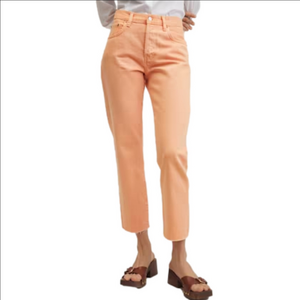 NWOT MANGO Havana peach high waist 100% cotton straight leg crop jeans